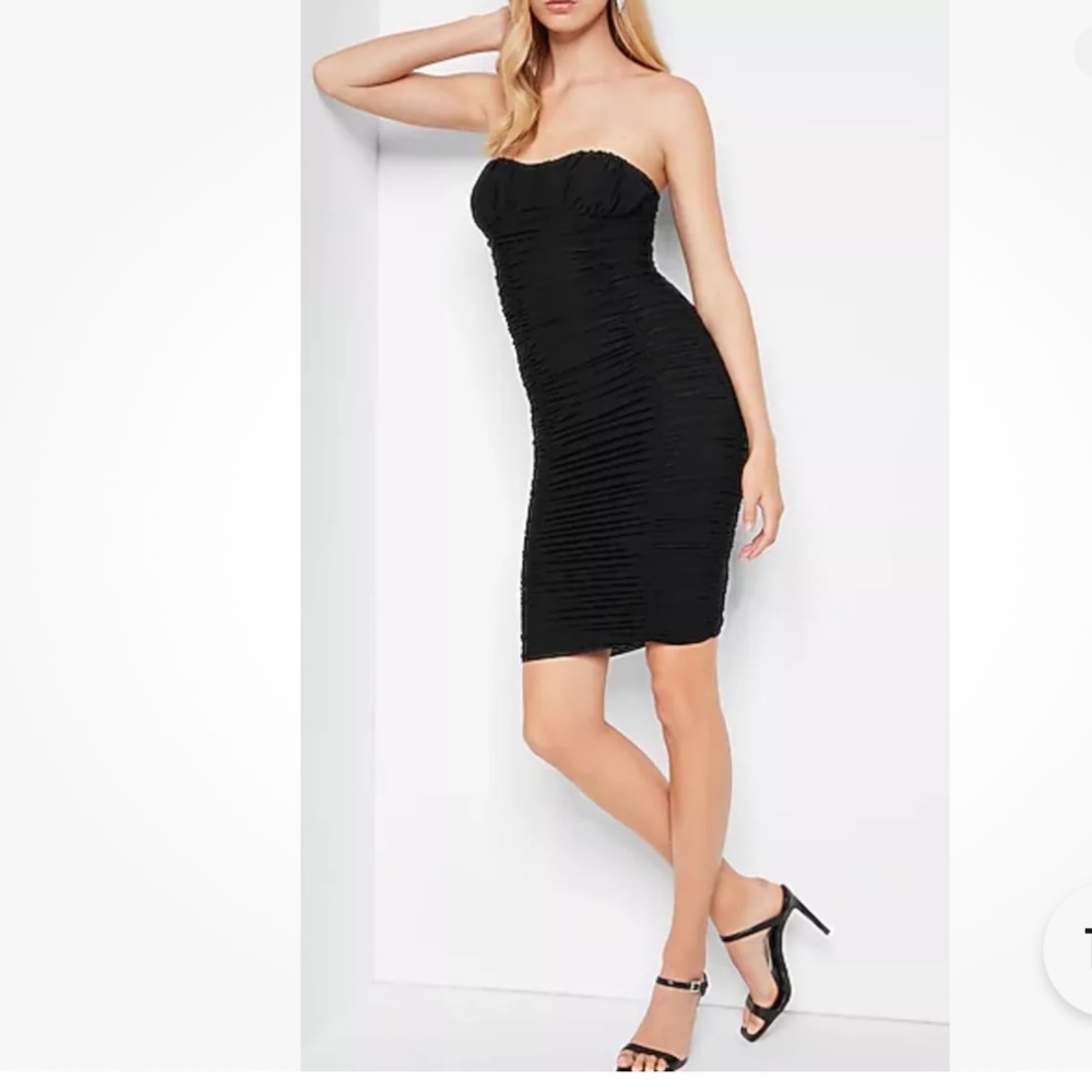 Express Black Bodycon Strapless Dress